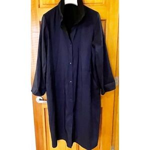 Babette Black / Blue Reversible Hooded Trench Coat Sz XL / 1X Packable Snap